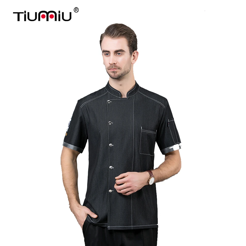 Джинсовая куртка для шеф повара верхняя одежда с коротким рукавом кухни