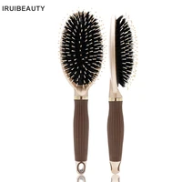 natural wild boar bristle massage comb anti static hair scalp paddle brush beech aluminium handle hair brush styling tool