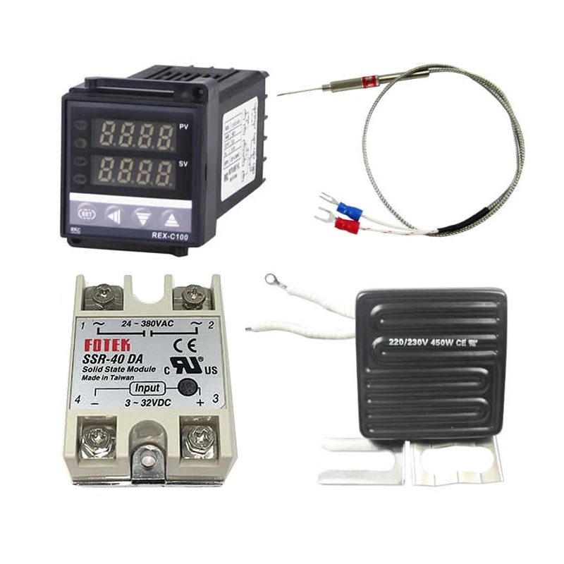 

Digital Temperature Controller Thermostat REX-C100+450W Heating Plate + Max 40A SSR Relay + K Thermocouple Probe