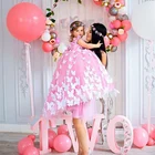 Розовые Платья с цветочным рисунком для свадьбы, детские платья с открытой спиной и круглым вырезом для первого причастия для девочек