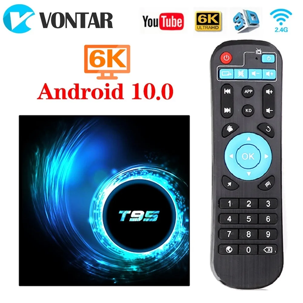 T95 Смарт ТВ приставка Android 10 4 Гб 64 Allwinner H616 Quad Core 6K H.265 2 4G Wi Fi Google плеер Youtube