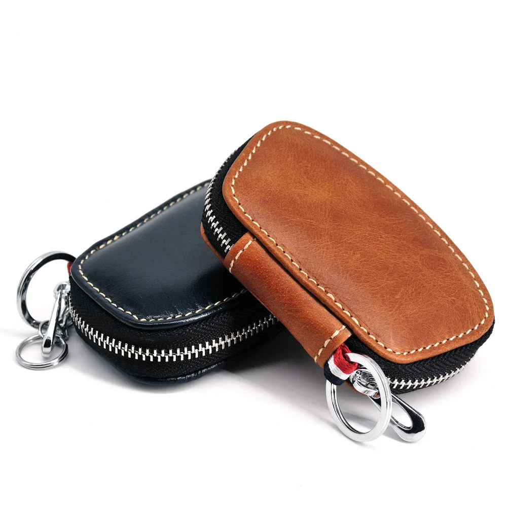 100% натуральная кожа страусиный узор Автомобильный ключ мужской коровья кожаная сумка для ключей на молнии