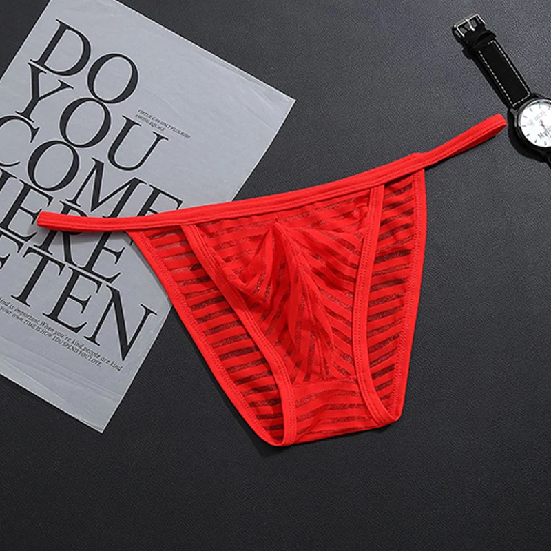 Мужские сексуальные трусы для взрослых дышащее Сетчатое Полосатое эластичное