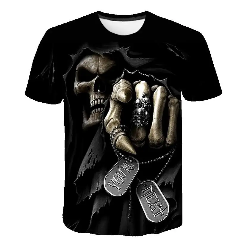 

Summer Popular Motorcycle Skull 3D Printed T-shirt Men's and Women's Summer Fashion Casual Street Hip-hop Clothing Short Sleeve