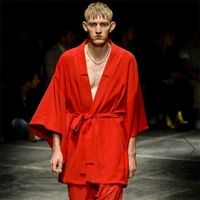 mens new stage style clothing minority designer mens windbreaker kimono red loose large size jacket
