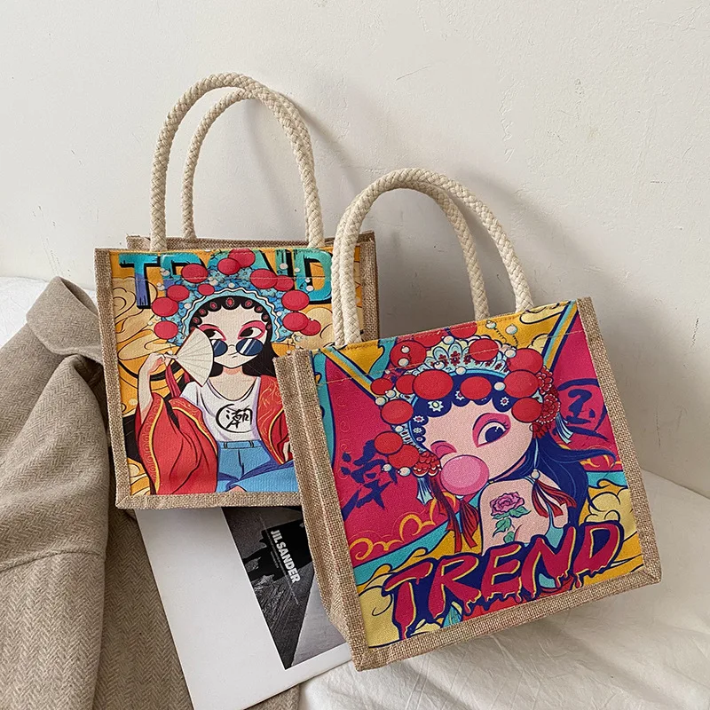 

2021 New Korean Version of the Trendy Fashion Print Tote Bag Graffiti Handbag