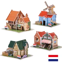 3d puzzle paper model games 4 styles holland architecture puzzlees diy jigsaw puzzle toy for toddler christmas gifts montessori