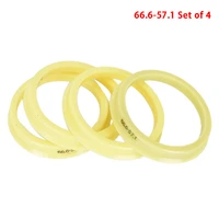 high quality 4pcs yellow plastic hub centric rings car wheel bore center collar 66 6 57 1mm for cars wheel feeding