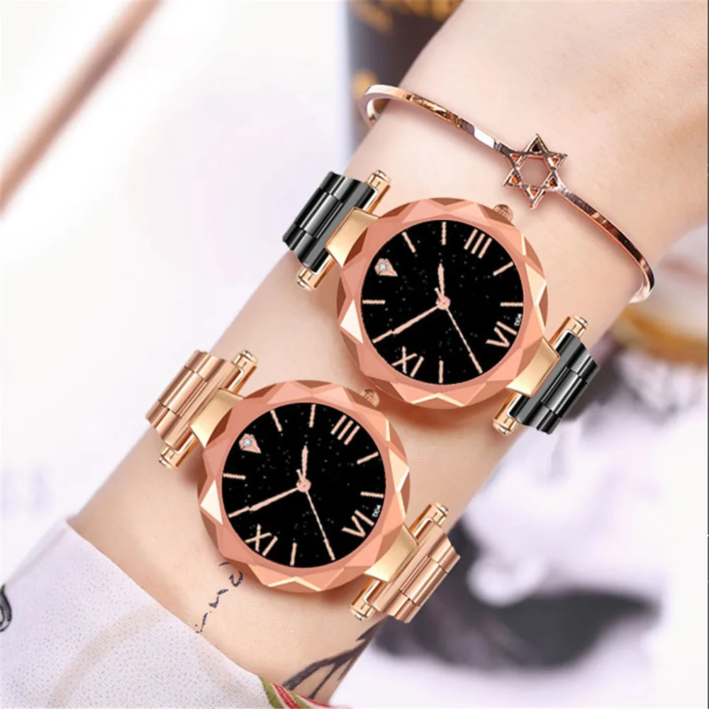 Women Watches Fashion Luxury Leisure Set Steel Strip Christmas Quartz Wrist Watch strap starry sky dial hot sale часы 03* | Наручные