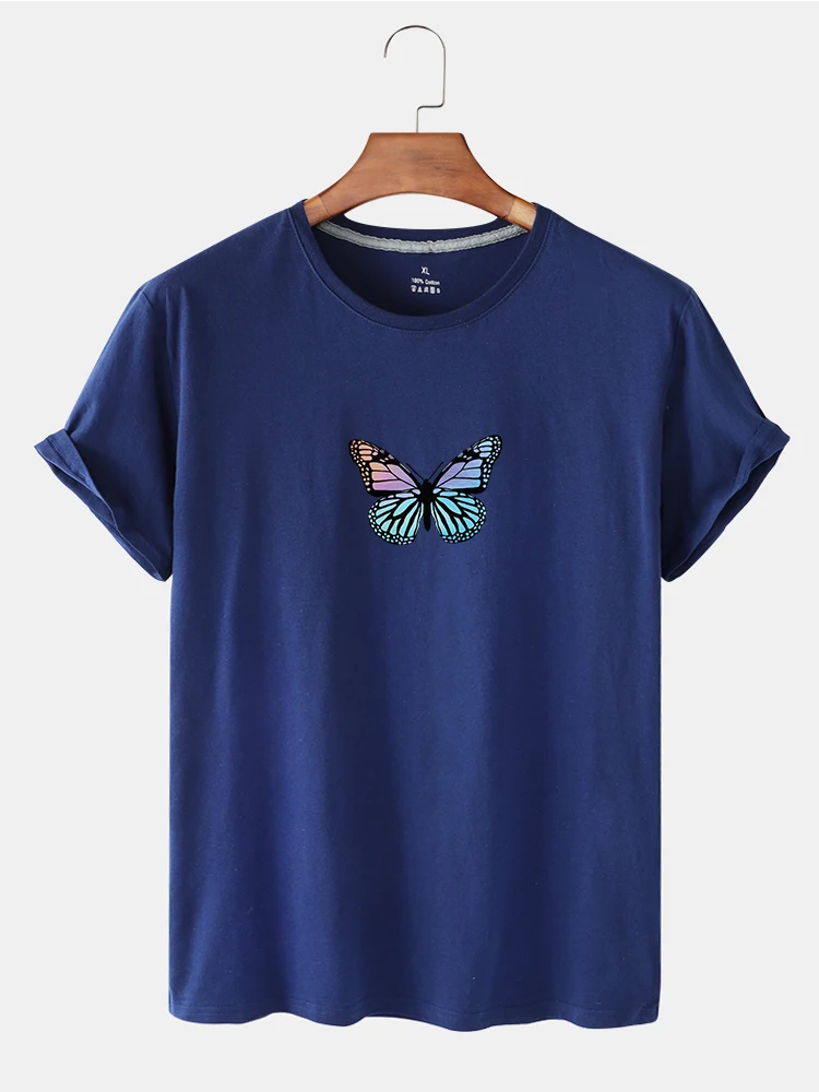 

Spring and Summer New Arrival Slim Butterfly Pattern Printing Base Short Sleeve Round Neck Casual T-shirt For Woman