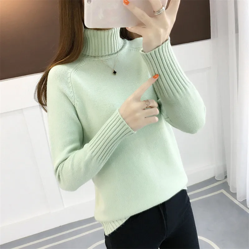 

Women Turtleneck 2022 Autumn Winter Thicken Warm Knitted Pullover Sweater Women Jumper Long Sleeve White Knitwear Clothes Female