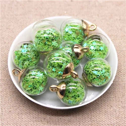 apple green 10pcs 10 шт. 16 см Красочный прозрачный стеклянный шар кулон в виде плывучего песка звездообразный блесток DIY серьги ювелирные аксессуары - Цвет: apple green 10pcs
