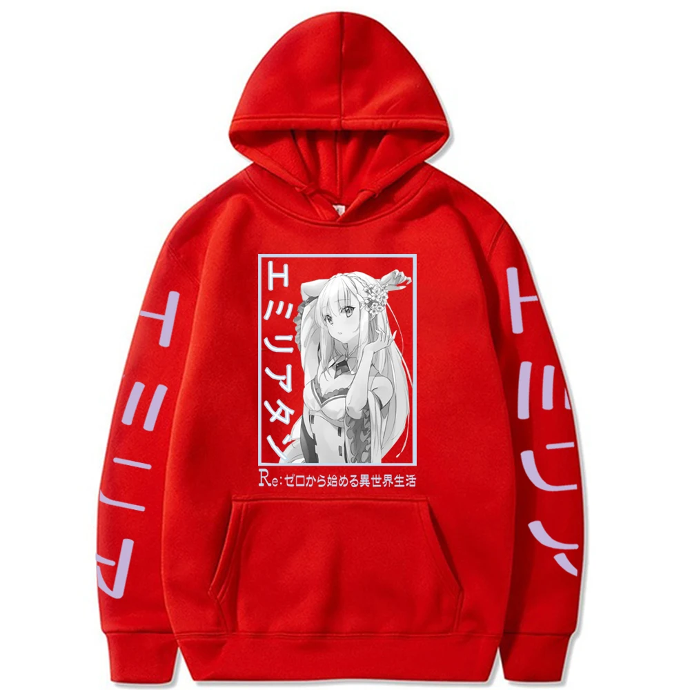 Горячая Harajuku аниме Emilia Толстовка Re:Zero жизнь в другой мир забавные E.m.t манга