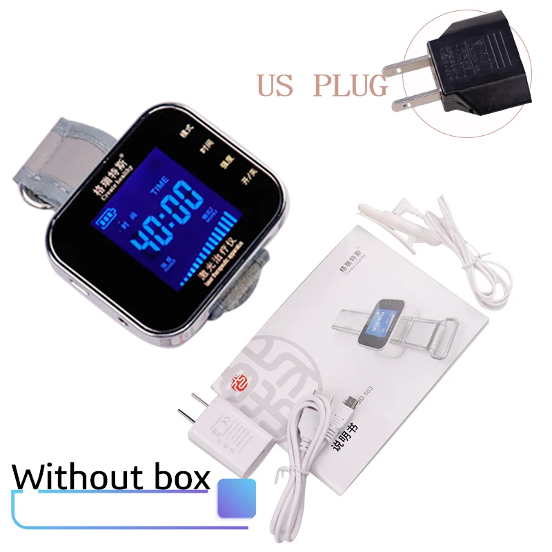 no Box US Plug Диод 650 нм лазерная терапия наручные часы LLLT для ринита диабет гипертония тромбоз холестерина лазерное облучение лечение - Цвет: no Box US Plug
