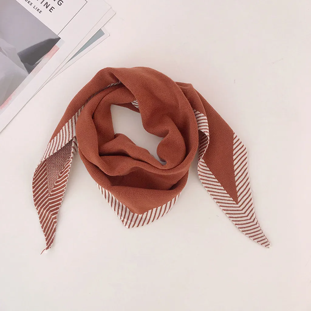Женская модная Осенняя шаль-нагрудник Зимний вязаный шарф в полоску сохраняющий