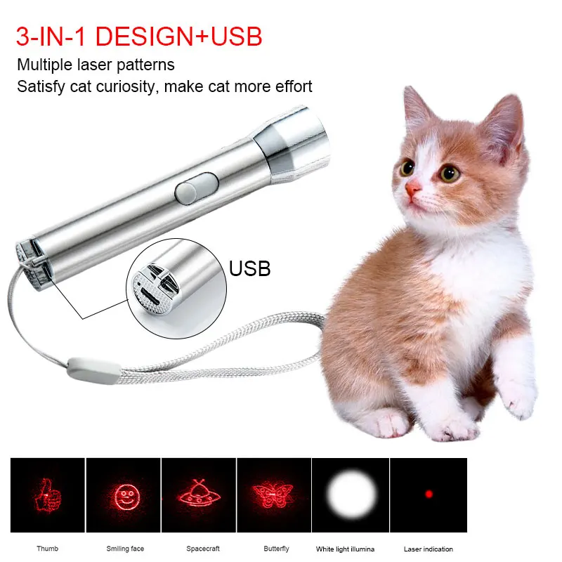 USB-зарядка лазерная указка для кошек ручка игрушка ффонарь забавная кошка