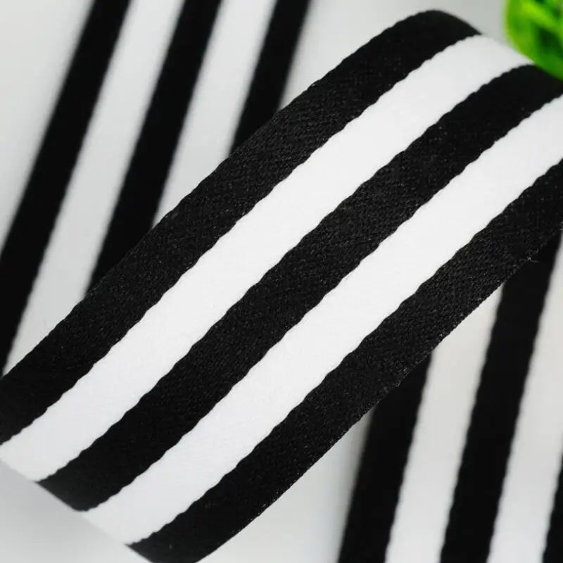 

50 Yards 2cm Black and White 100D Encrypted Plain Weave Ribbon Textile and Garment Accessories Polyester Webbing