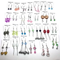 mixmax 30 pairs of womens drop earrings stainless steel handmade acrylic beads fashion jewelry dangler eardrop wholesale lot