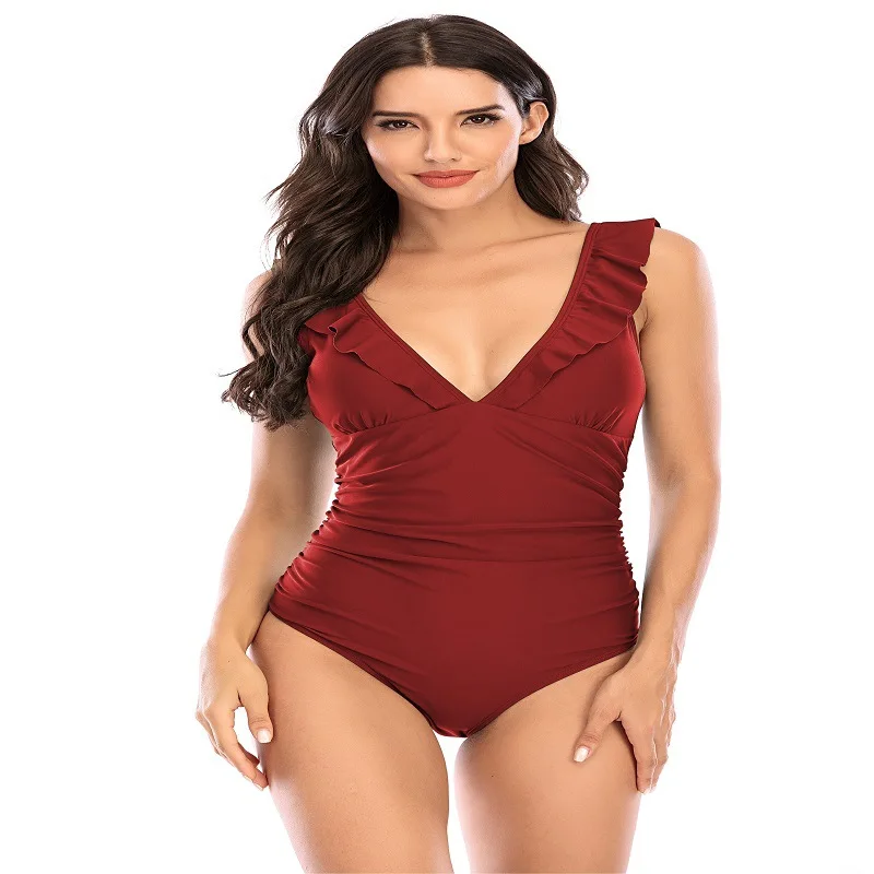 

New Arrival Swimwear Women Solid Color Swimming Suit for Women Stretchy Breathable Padded One Piece Swimsuit Bathing Suit