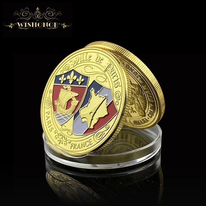 1889 французская памятная монета в Париже необычная с золотым покрытием Эйфелева