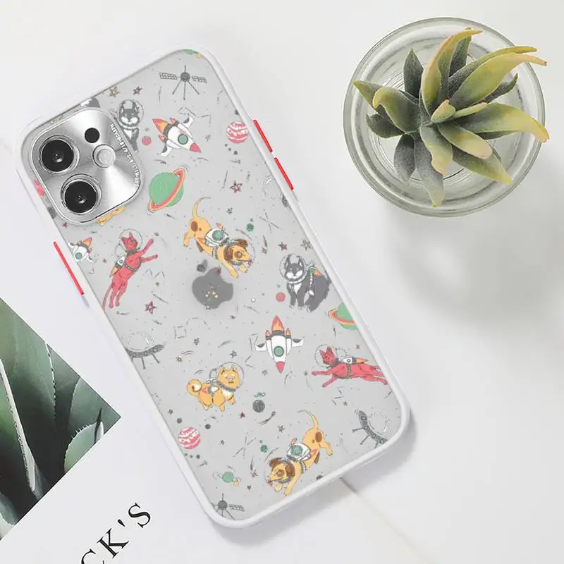 

Starry Universe Phone Case For iPhone 12 11 Mini Pro XR XS Max 7 8 Plus X Matte transparent White Cover