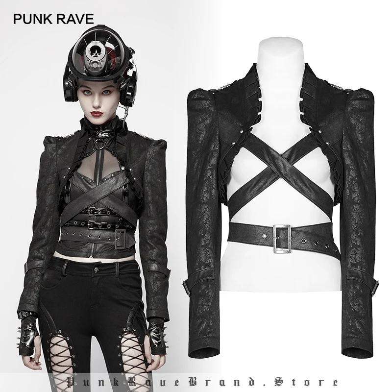 Женская жаккардовая куртка в стиле панк рейва Готическая Военная форма с