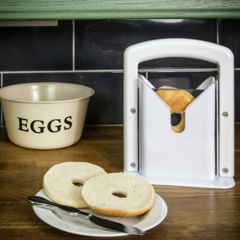 Home Kitchen Bagel Slicer White Guillotine Muffins Bun Rolls Cutter Bread Slicing Machine Baking Pastry DIY Tools | Дом и сад