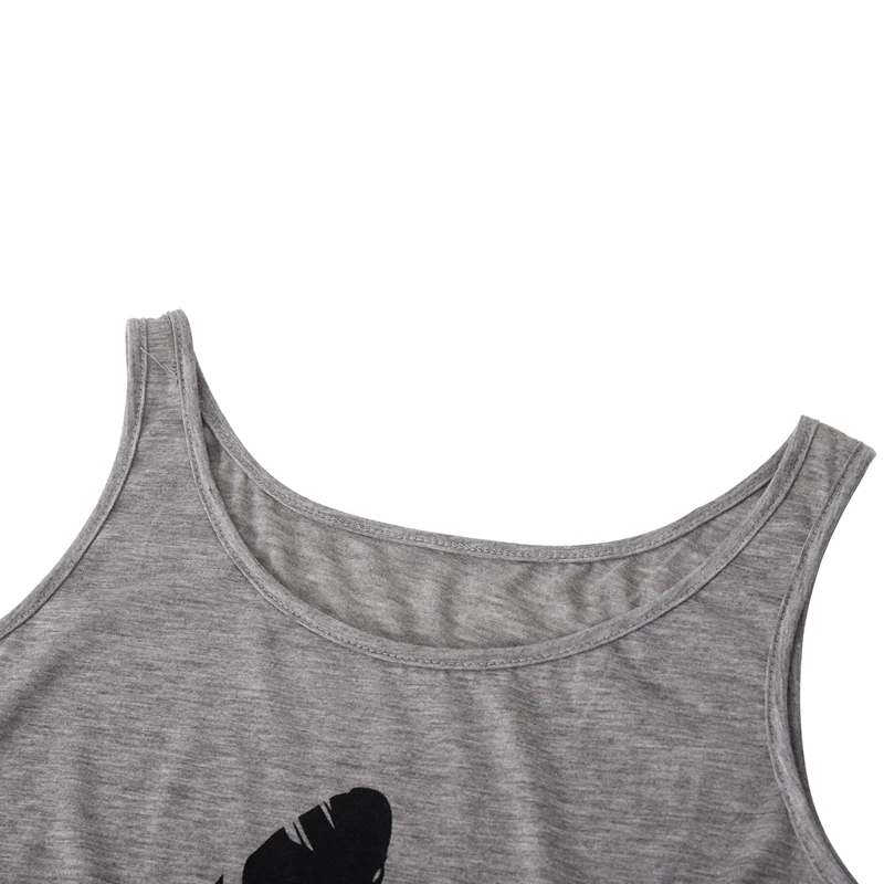 Женский летний модный Свободный Повседневный жилет с принтом перьев Футболка