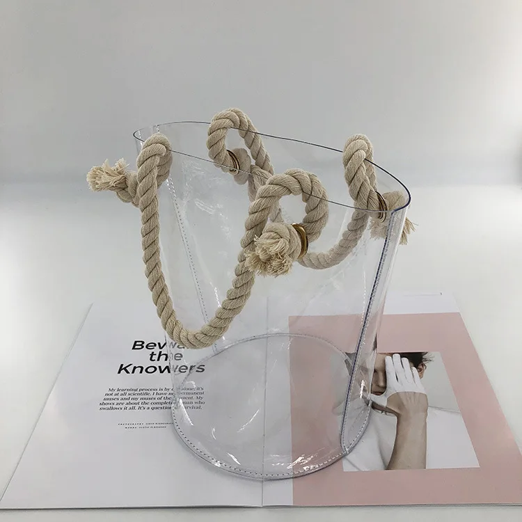 Женские Сумки Sac Прозрачная женская ПВХ Желейная сумка-мешок Женские Пляжные Сумки Sac основной хлопковой веревкой композитная сумка Bolsa Feminina