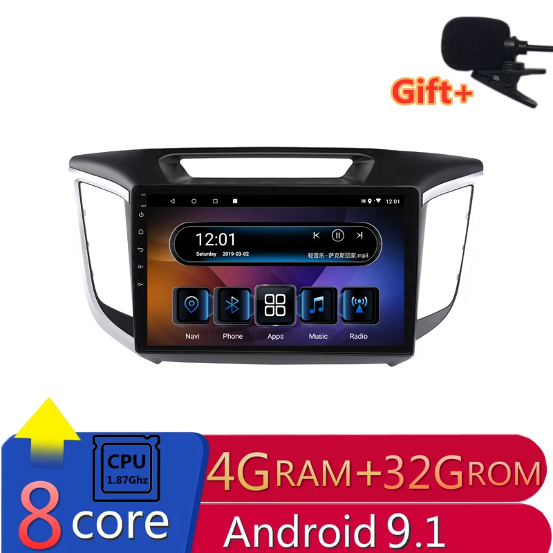 Автомагнитола 10 1 дюйма 4 Гб ОЗУ 8 ядер Android DVD GPS навигация для HYUNDAI IX25 CRETA стерео