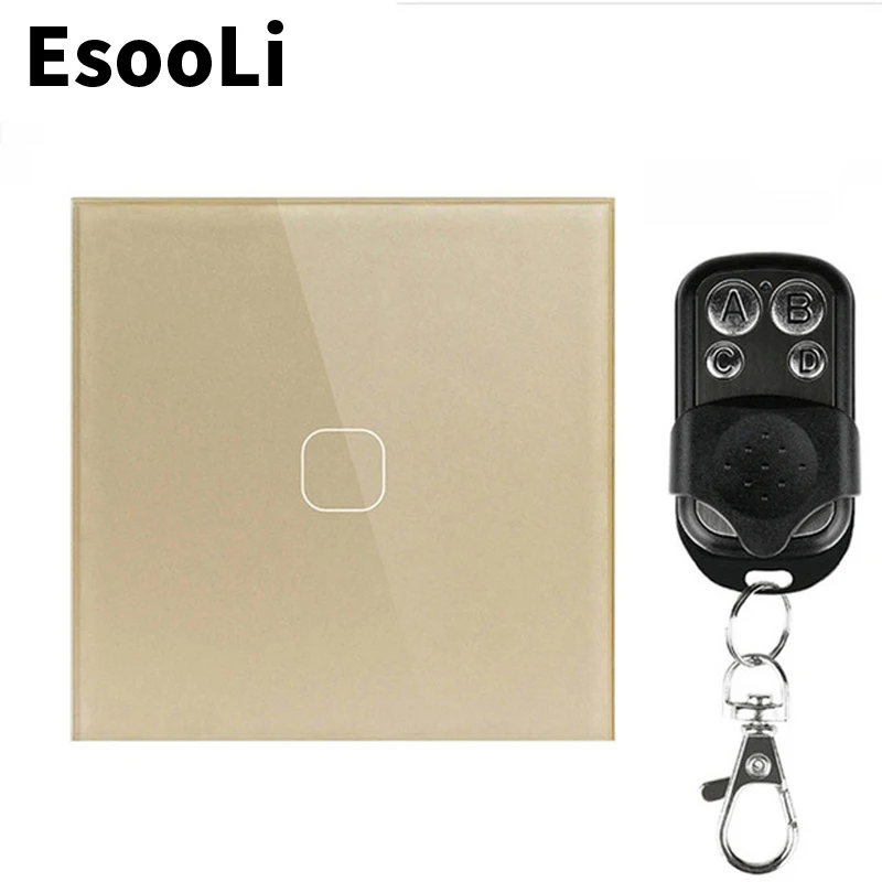 EsooLi Gold smart Switch 1/2/3 Gang  1 Way EU/UK Standard Touch Switch Wall Light Wireless Remote Control Touch Screen Switch