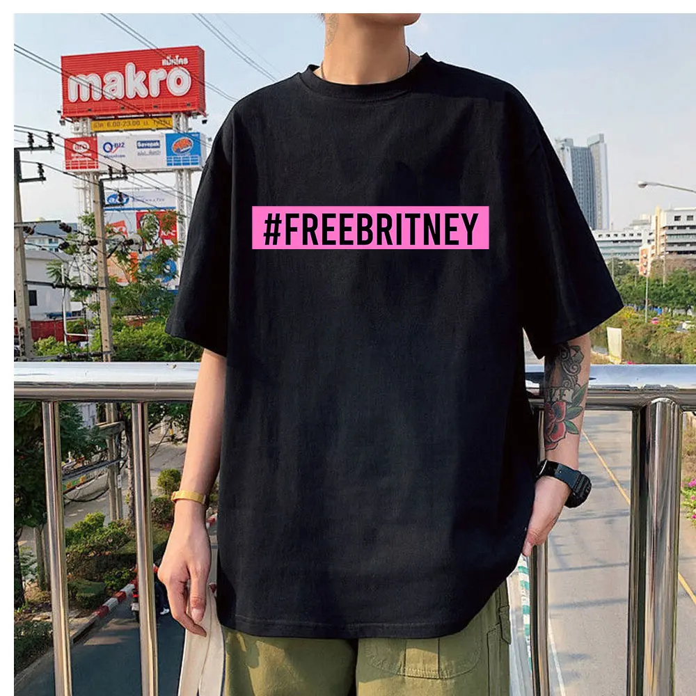 

Новинка 2021, стильная одежда, свободная футболка Britney для пары, удобная Высококачественная летняя уличная одежда унисекс оверсайз, модная по...