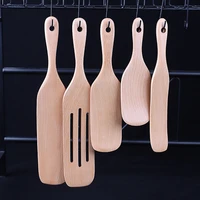 japanese and korean beech kitchen set cooking tools frying spatula hollow wooden cooking spatula household steak wooden spatula