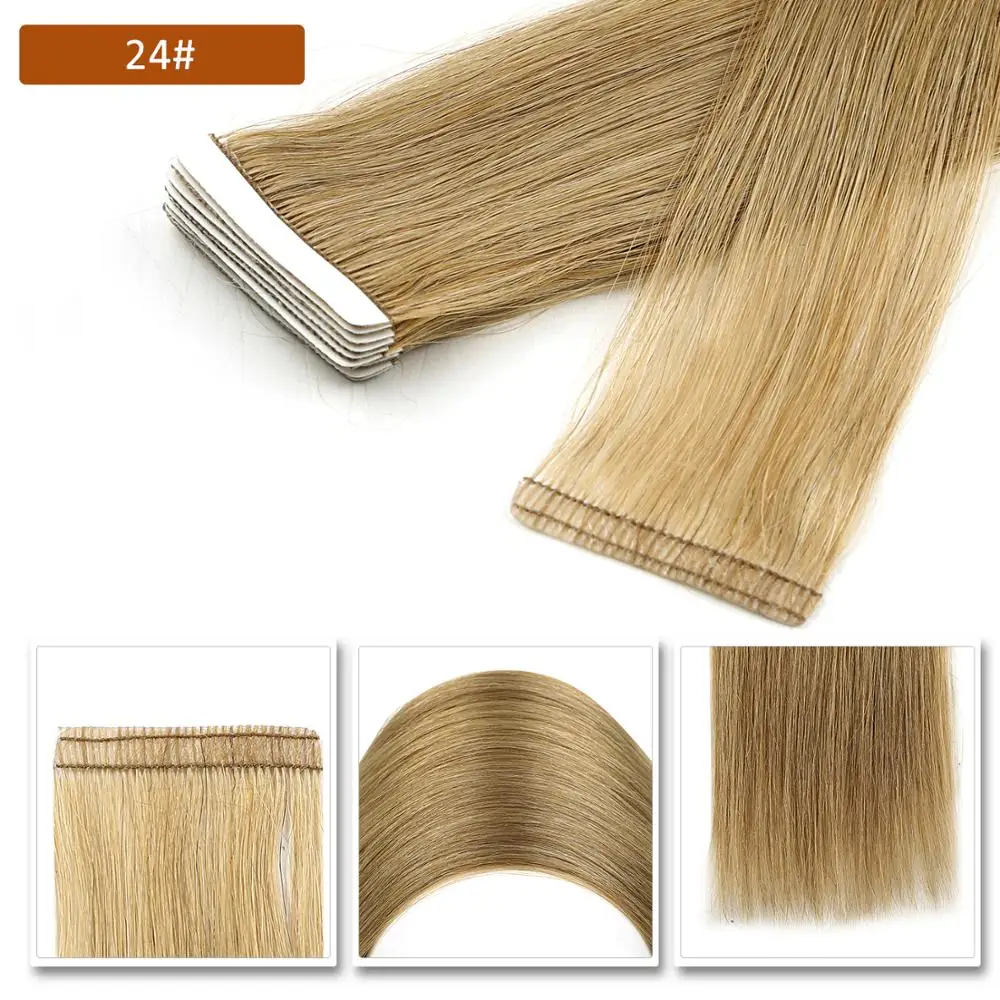 Neitsi Натуральные Прямые накладные волосы из искусственной кожи клеи 16 &quot20&quot 24 &quot