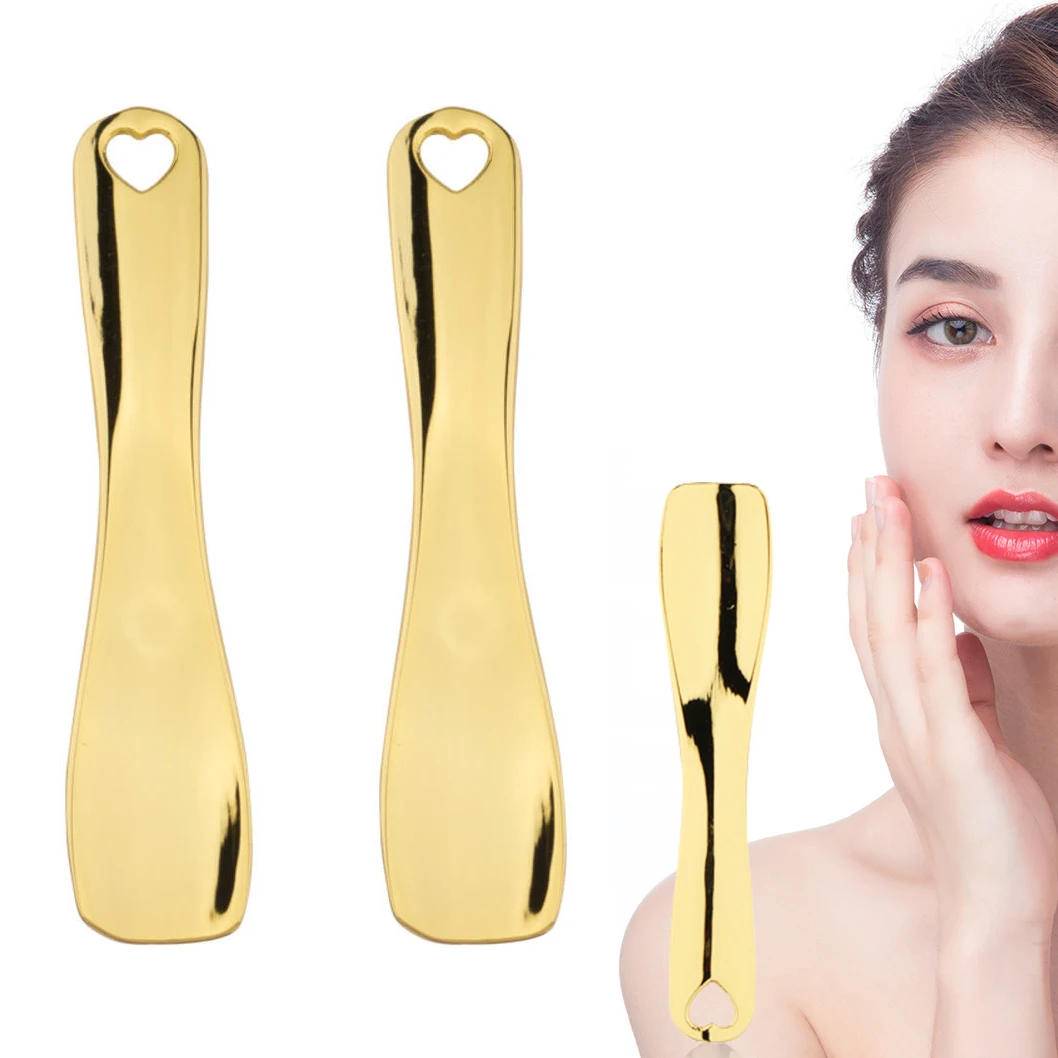 1pcs Metal Zinc Mini Cosmetic Spatula Curved Scoop Gold Silver Makeup Mask Cream Spoon Eye Stick Beauty | Красота и здоровье