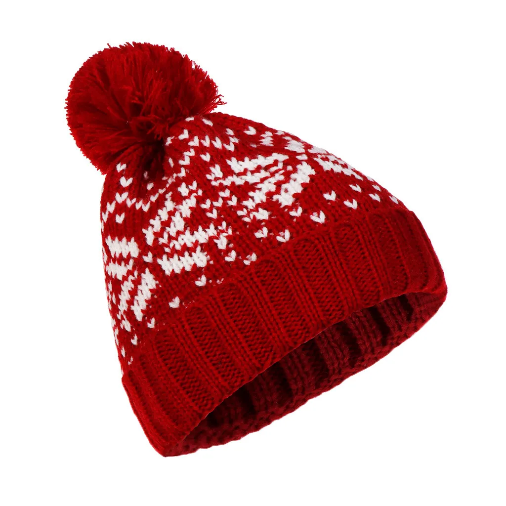 Женская Мужская зимняя шапка с помпоном, шапка бини muts bonnet כועעшерстяшерстяная Трикотажная Шапочка со снежинками, Зимняя Толстая Теплая Лыжная шапка# H