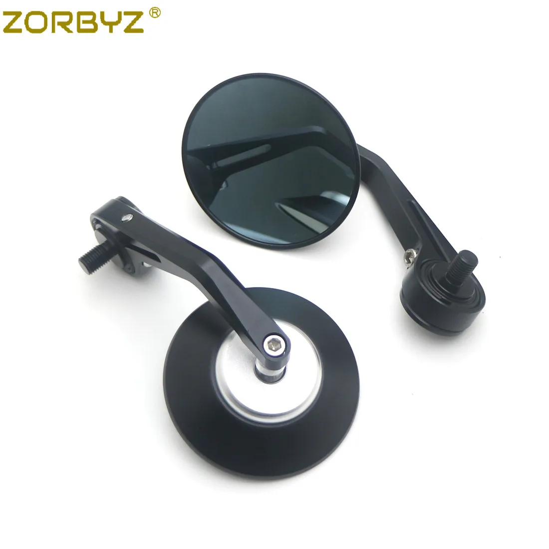 Черное алюминиевое круглое боковое зеркало на руль мотоцикла ZORBYZ с болтом M10