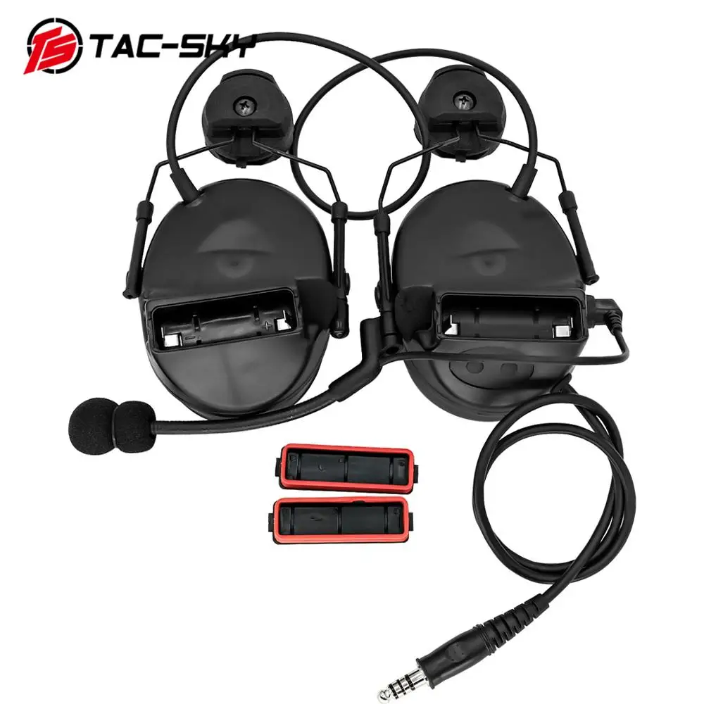 TAC-SKY helmet ARC track stand headset COMTAC II military tactical noise reduction shooting headset and tactics ptt u94 ptt BK