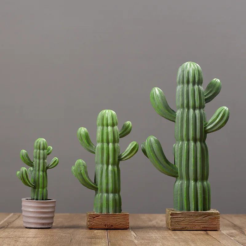 Creative simulation cactus column green plant potted Resin Statue creative home wine cabinet decoration indoor decoration bonsai