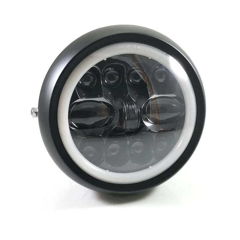 

Universal Round 12V LED Headlight High Low Beam Projector DRL Driving Headlamp Cruiser Bobber Chopper Touring Scooter Offroad
