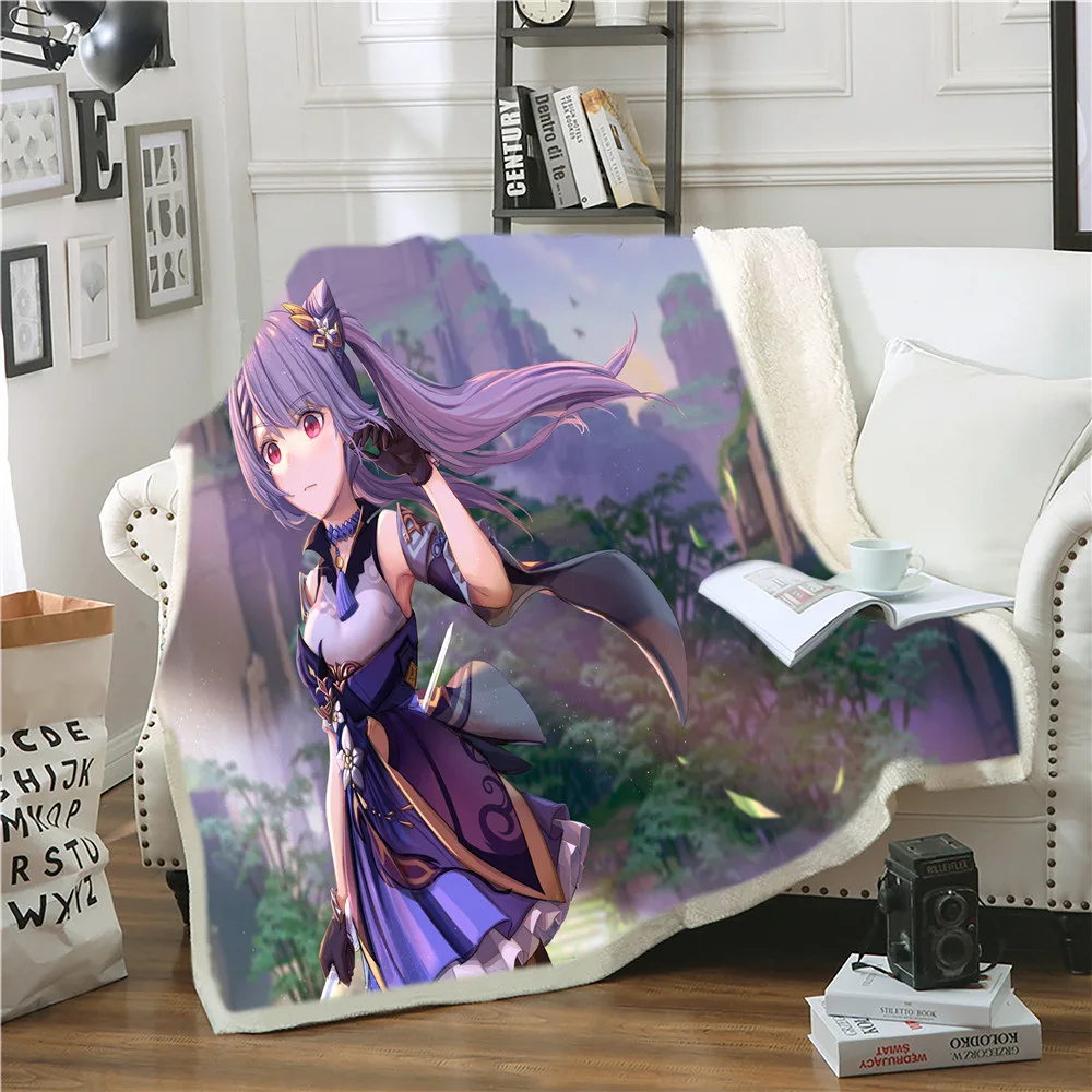 

【Genshin】 impact yuanshen Keqing Backless Beautiful girl Air conditioning sexy blanket digital print A23 130*150CM