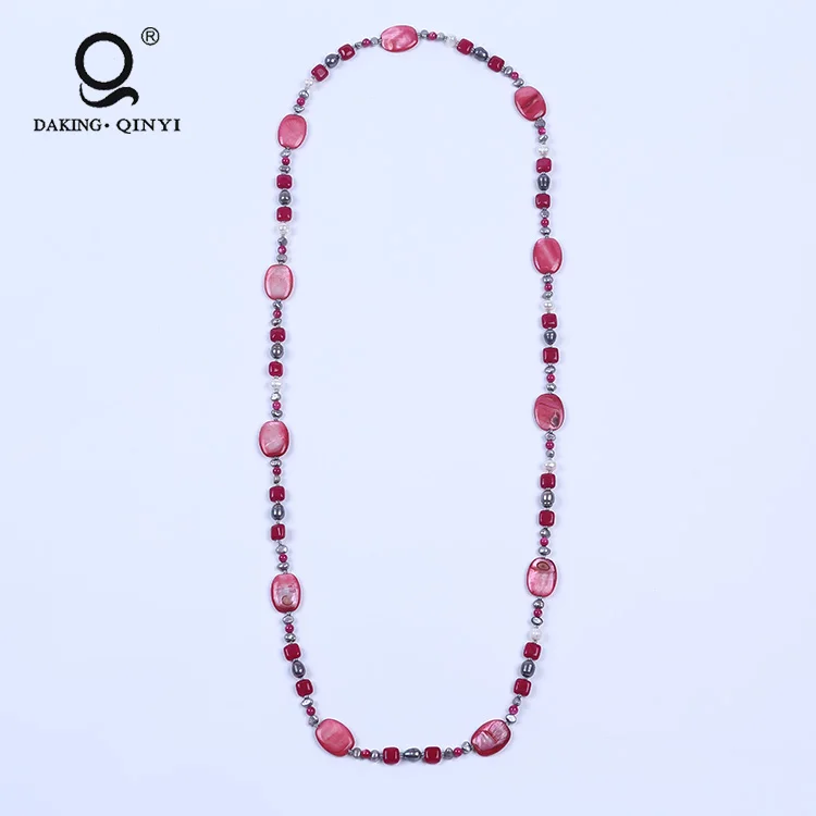 

Fashion Jewelry Gift Gemstone Freshwater Pearl Shell Beads Gemstone Necklace For Girls