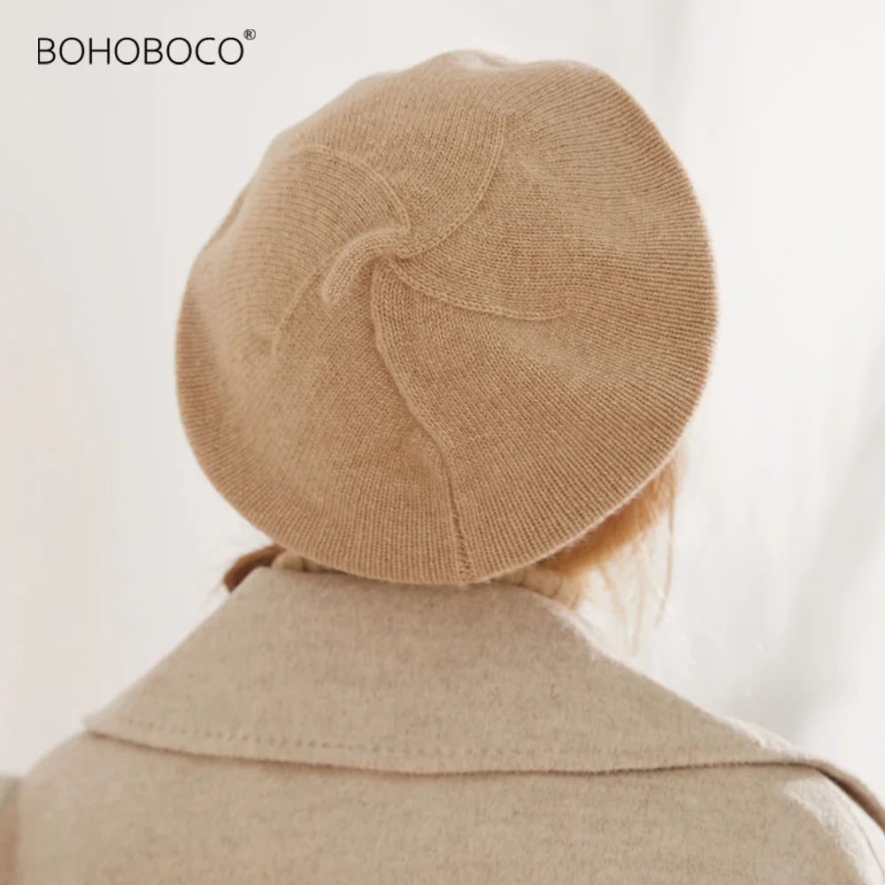 Однотонная Повседневная винтажная Женская шапка берет простая шерстяной Теплый