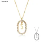 Ожерелье ANDYWEN из стерлингового серебра 925 пробы с подвеской в виде букв S K с буквами инициала, 2021, женское ювелирное изделие с кристаллами