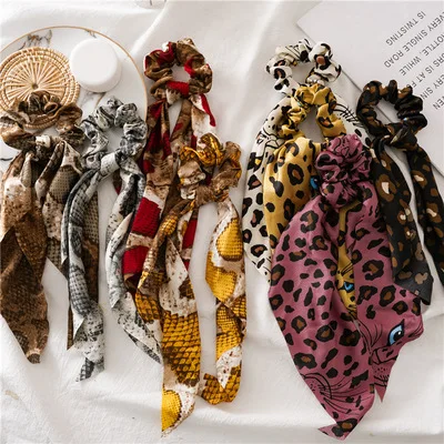 

New Leopard Snake Print Streamer Hair Tie Ladies Combo Hair Large Intestine Circle Wild European and American Hair Accessories