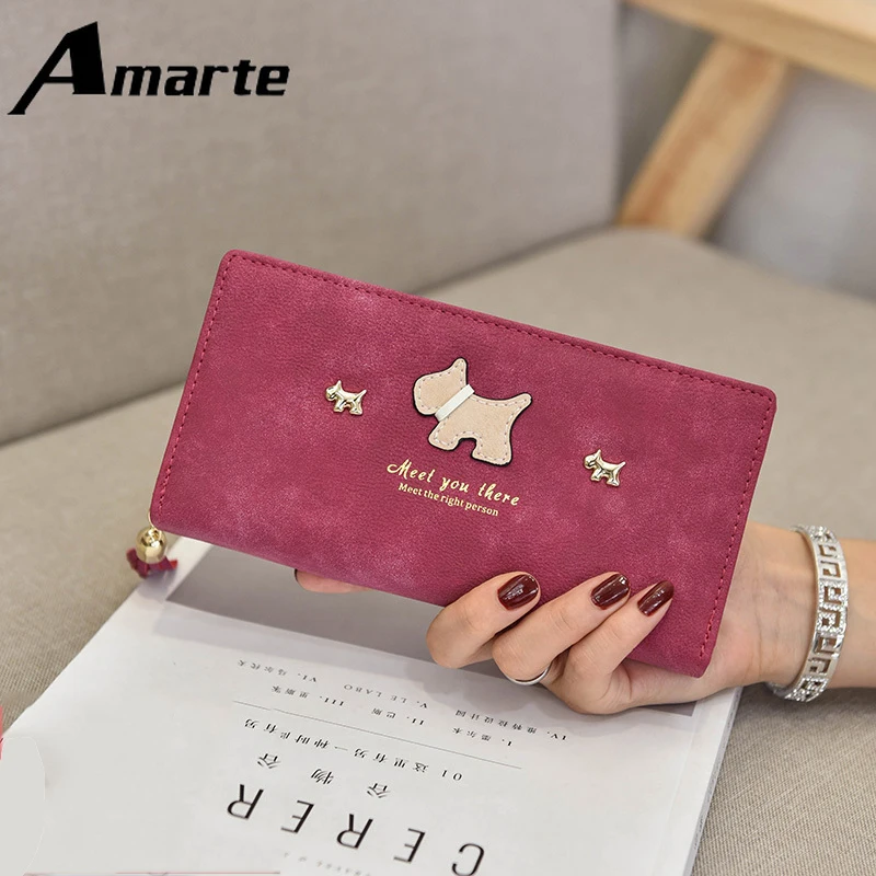 2019 Amarte мультяшный кошелек с собакой женский Матовый кожаный кисточкой и пряжкой