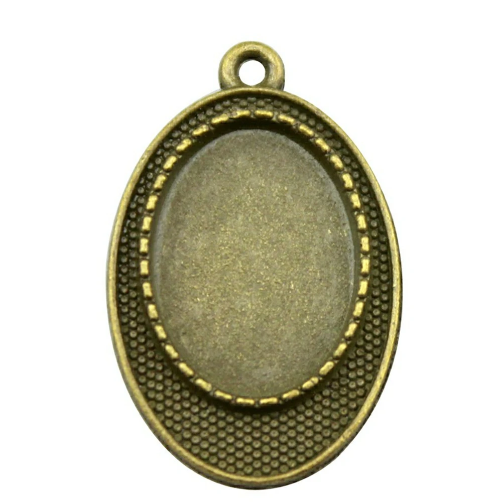 

WYSIWYG 10pcs Fit 13x18mm Oval Simple Style Cameo Cabochon Pendant Base Setting Antique Bronze Color Jewelry Findings