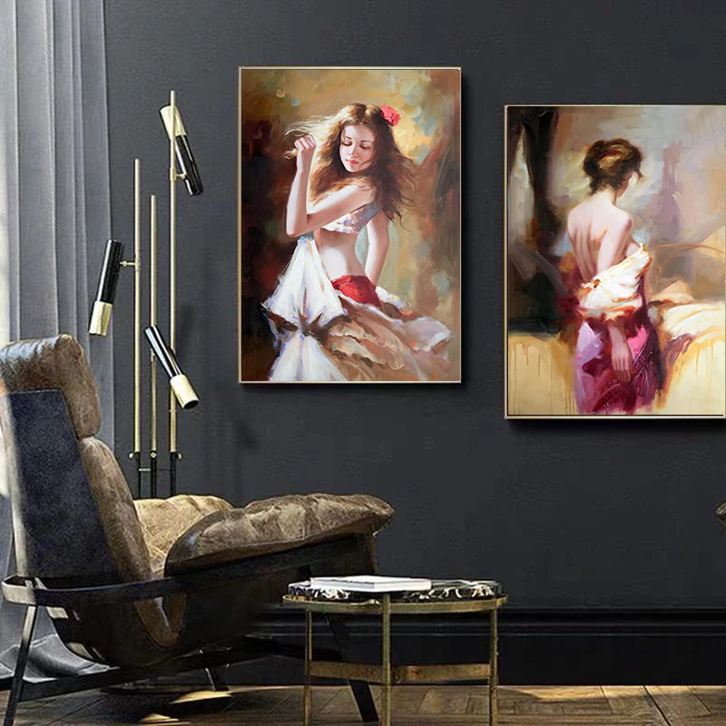 Американская танцевальная девушка ручная роспись масляная живопись