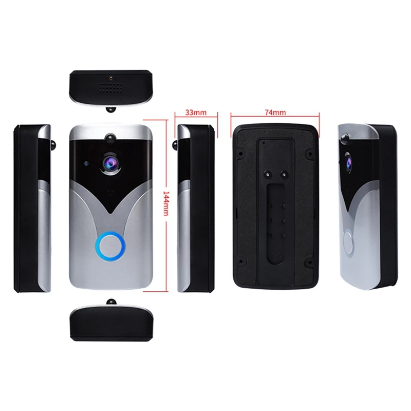 

720P WiFi 2.4G Video Doorbell Push Asia Smart Doorbell Camera, Two-Way Intercom Doorbell with Intercom Function