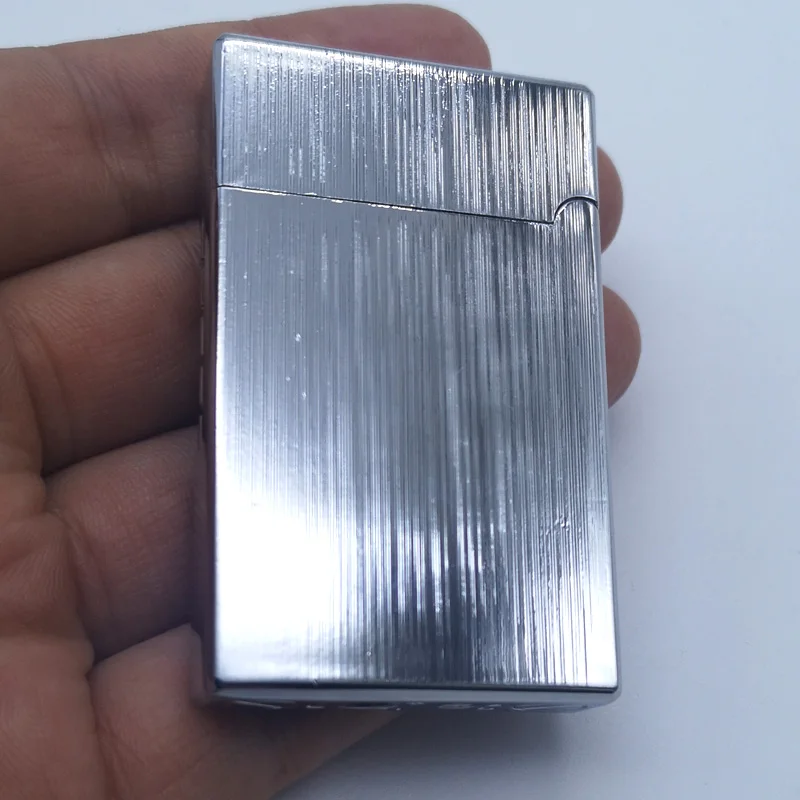 silver Пинг звук Зажигалка для курения металла газа пламени зажигалки надувные бутан кремневые шлифовальные круги огонь - Цвет: silver